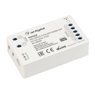 Диммер ARL-SIRIUS-TUYA-WIFI-RGBW-SUF (12-24V, 4x4A, 2.4G) (Arlight, IP20 Пластик, 3 года) Диммер ARL-SIRIUS-TUYA-WIFI-RGBW-SUF (12-24V, 4x4A, 2.4G) (Arlight, IP20 Пластик, 3 года)