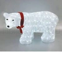 Светящийся Мишка новогодний D6006 H35 см 160 LED белый