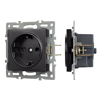 Механизм электрической розетки SCT-MEU1-PL-BK (250V, 16A) (Arlight, -)