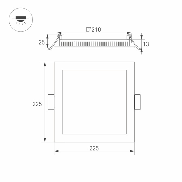 Светильник DL-225x225M-21W Day White (Arlight, IP40 Металл, 3 года)