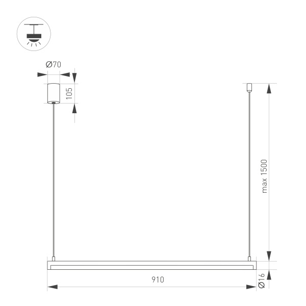 Светильник SP-UMBRA-HANG-H-L900-15W Day4000 (GD, 120 deg, 230V) (Arlight, IP20 Металл, 3 года)