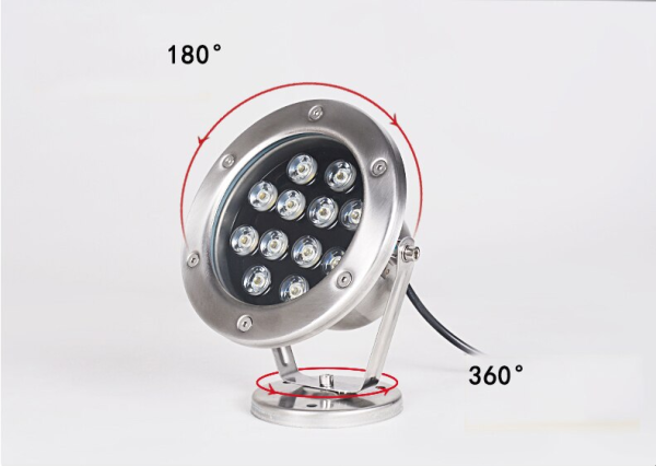 Светильник для водоемов, UG1462, DC12V  36W(12*3W) IP68 RGB, сатин-никель Светильник для водоемов, UG1462, DC12V  36W(12*3W) IP68 RGB, сатин-никель