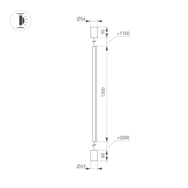 Светильник SP-TABOO-FLOOR-S1300-14W Warm3000 (BK, 90 deg, 230V) (Arlight, IP20 Металл, 3 года)