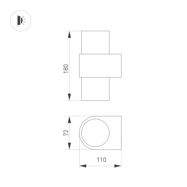 Светильник SP-SPICY-WALL-TWIN-S180x72-2x6W Warm3000 (GD, 40 deg) (Arlight, IP20 Металл, 3 года)