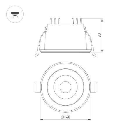 Светильник MS-ALORA-BUILT-R140-12W Day4000-MIX (WH, 40 deg, TRIAC) (Arlight, IP54 Пластик, 3 года)