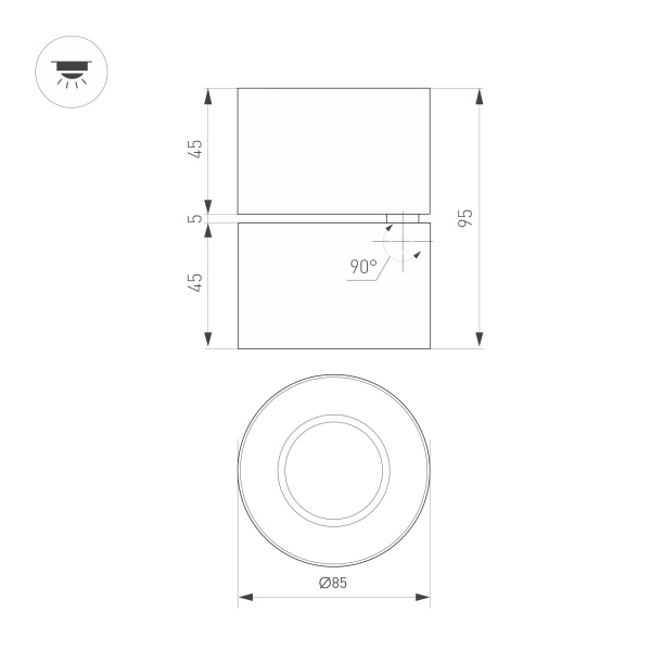 Светильник SP-POINT-SURFACE-R85-12W Warm3200-MIX (BK, 36 deg, 230V) (Arlight, IP20 Металл, 5 лет) Светильник SP-POINT-SURFACE-R85-12W Warm3200-MIX (BK, 36 deg, 230V) (Arlight, IP20 Металл, 5 лет)