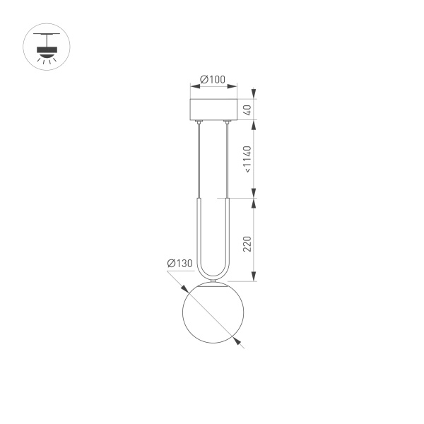 Светильник SP-BEADS-HANG-U-R130-10W Warm3000 (BK, 275 deg, 230V) (Arlight, IP20 Металл, 5 лет)