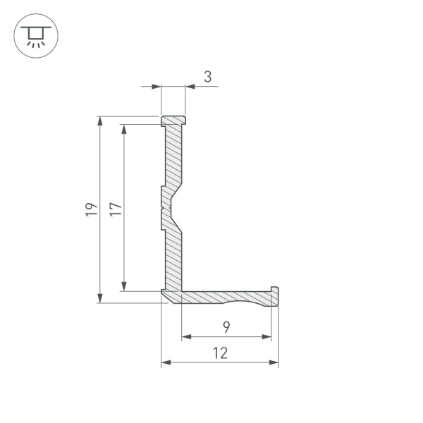 Профиль ALM-BASE-H12-2000 RAL9016 (Arlight, Алюминий) Профиль ALM-BASE-H12-2000 RAL9016 (Arlight, Алюминий)