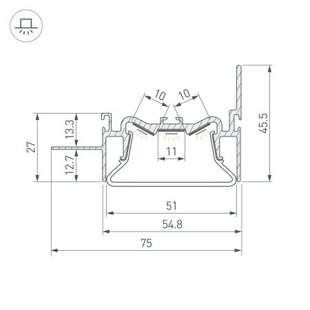 Профиль FOLED-50-WALL-2000 (Arlight, Алюминий)
