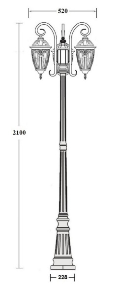 Фонарный столб YAOHUA LUX, Черный, Классика, 86309B 18 Bl