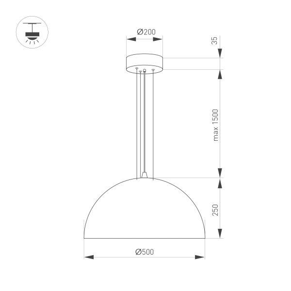 Светильник SP-RESTO-HANG-R500-30W Warm3000 (WH, 100 deg, 230V) (Arlight, IP20 Металл, 3 года)