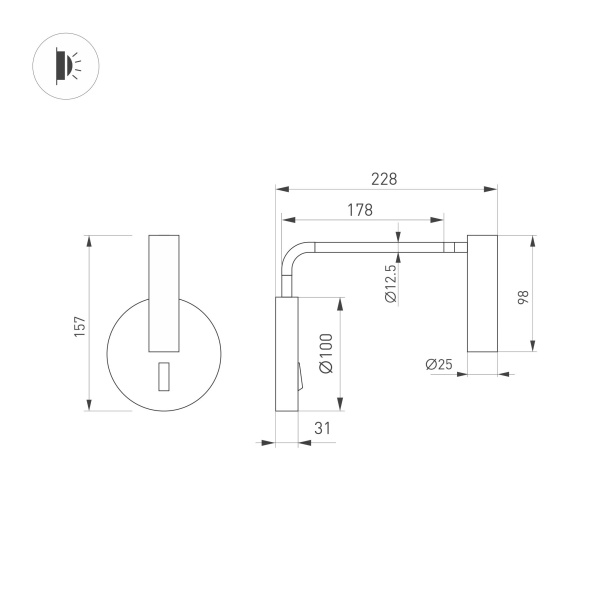 Светильник SP-VERDI-LONG-WALL-3W Warm3000 (WH, 20 deg, 230V) (Arlight, IP20 Металл, 3 года)