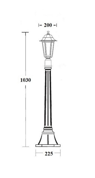 Ландшафтный столбик YAOHUA LUX, Черный, Классика, 79807EM Bl