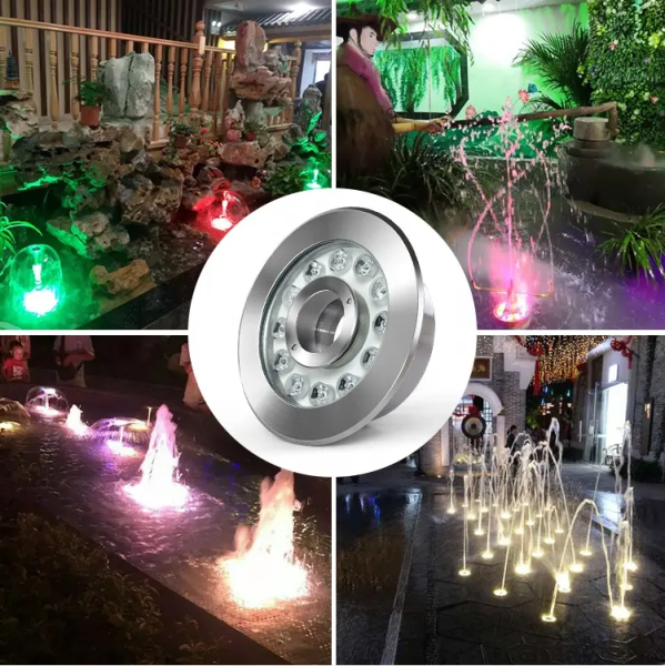 Светильник для фонтанов, AC12V 9W IP68 RGB +RF, сатин-никель, UG8209-1 Светильник для фонтанов, AC12V 9W IP68 RGB +RF, сатин-никель, UG8209-1