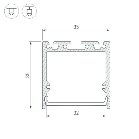 Профиль с экраном SL-LINE-3535-2500 BLACK+OPAL (Arlight, Алюминий)