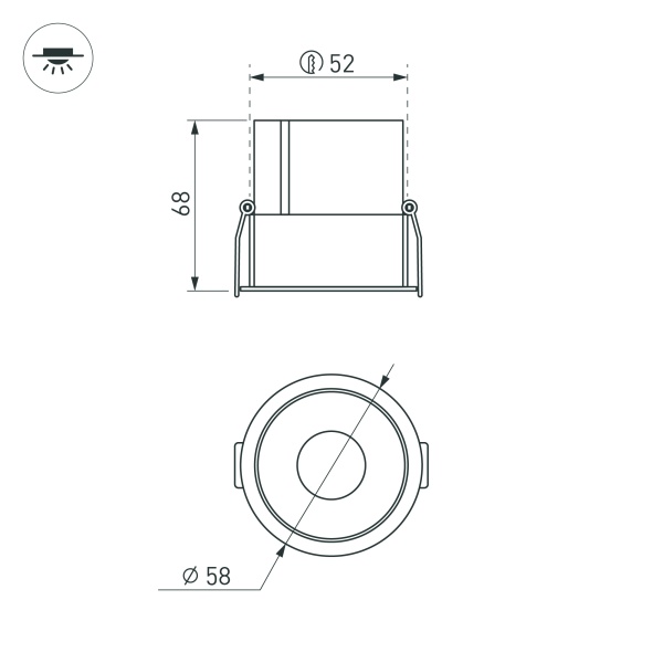 Светильник MS-ATLAS-BUILT-R58-10W Warm3000 (WH-BK, 35 deg, 230V) (Arlight, IP20 Металл, 5 лет)