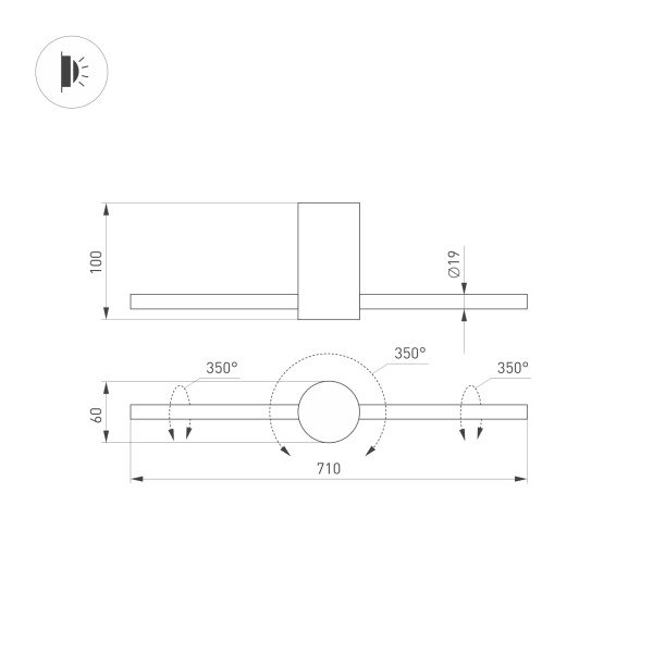 Светильник SP-PICASO-M-TURN-L700-12W Warm3000 (GD, 100 deg, 230V) (Arlight, IP20 Металл, 3 года)