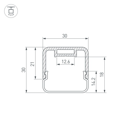Профиль с экраном LINE-D-3030-2000 SQUARE OLIVE GREY+OPAL  (Arlight, Алюминий)