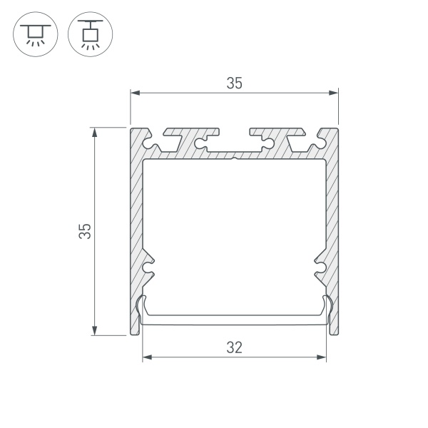 Профиль SL-LINE-3535-2000 ANOD (Arlight, Алюминий)