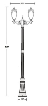 Фонарный столб YAOHUA LUX, Черный с золотой патиной, Классика, 86209A/02 Gb