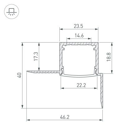 Профиль FANTOM-W20-H20-EDGE-2000 ANOD (Arlight, Алюминий) Профиль FANTOM-W20-H20-EDGE-2000 ANOD (Arlight, Алюминий)