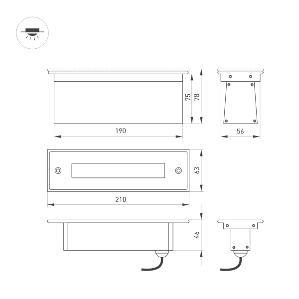 Светильник LTD-LINE-TILT-S210-8W Warm3000 (SL, 120 deg, 230V) (Arlight, IP67 Металл, 3 года)