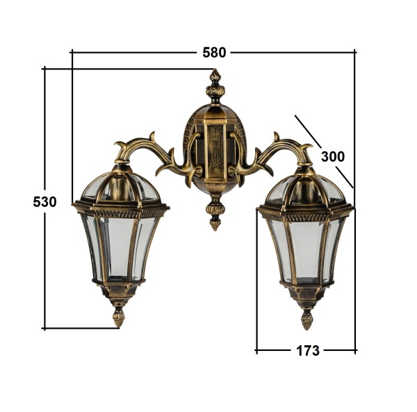 Настенный светильник YAOHUA LUX, Черный с золотой патиной, Классика, 95202S 2 15L Gb