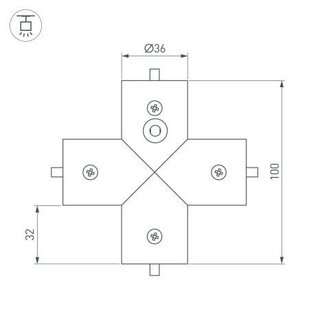 Соединитель профиля ROUND-D36-360-X90 (Arlight, Металл)
