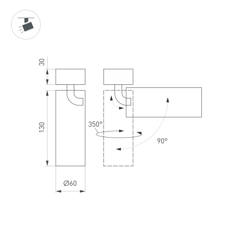 Светильник SP-GABI-SURFACE-FLAP-R60-12W Day4000 (BK, 36 deg, 230V) (Arlight, IP40 Металл, 5 лет)