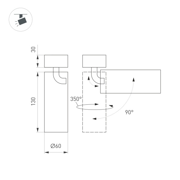 Светильник SP-GABI-SURFACE-FLAP-R60-12W Day4000 (BK, 36 deg, 230V) (Arlight, IP40 Металл, 5 лет)