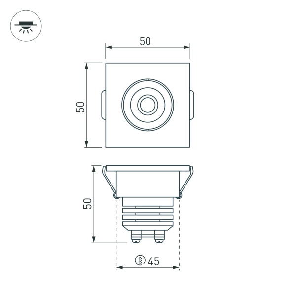 Светодиодный светильник LTM-S50x50WH 5W Day White 25deg (Arlight, IP40 Металл, 3 года)