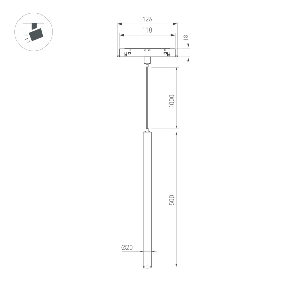 Светильник MAG-ORIENT-SPOT-HANG-L500-R20-3W Day4000 (BK, 20 deg, 48V) (Arlight, IP20 Металл, 5 лет)