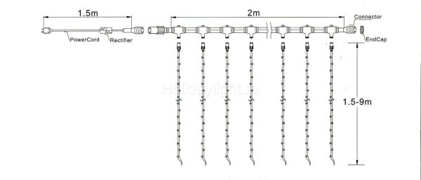 Cветодиодная гирлянда занавес LC-3624 WS 2х3 м 864 LED IP54 теплый