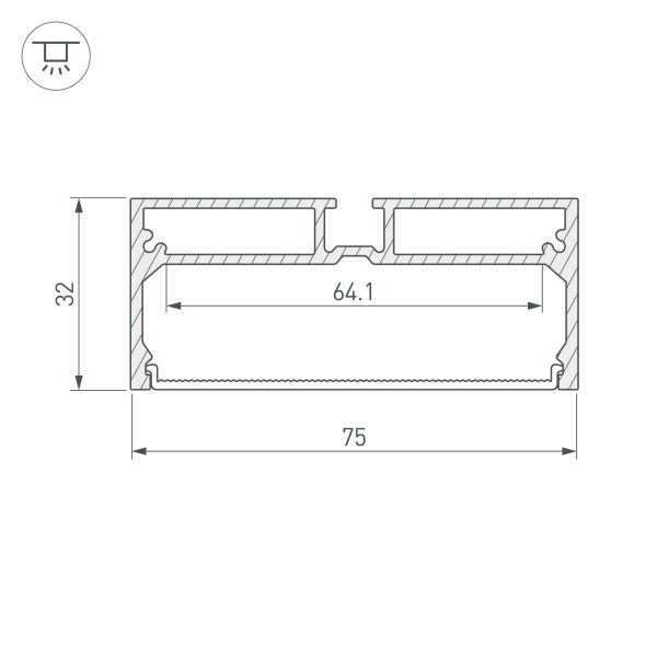 Профиль с экраном SL-LINE-7532-2000 ANOD (Arlight, Алюминий)