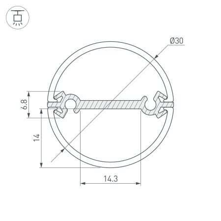 Профиль ROUND-D30-DUAL-2000 ANOD (Arlight, Алюминий) Профиль ROUND-D30-DUAL-2000 ANOD (Arlight, Алюминий)