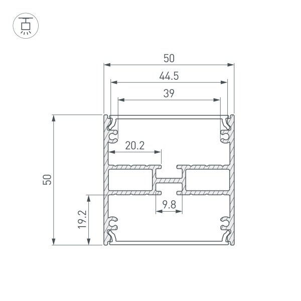 Профиль LINE-5050-DUAL-2000 ANOD BLACK (Arlight, Алюминий)