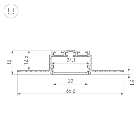 Профиль PLS-LOCK-H15-F-HIDE-2000 (Arlight, Алюминий) Профиль PLS-LOCK-H15-F-HIDE-2000 (Arlight, Алюминий)