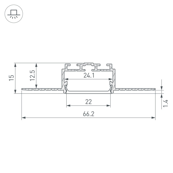 Профиль PLS-LOCK-H15-F-HIDE-2000 (Arlight, Алюминий) Профиль PLS-LOCK-H15-F-HIDE-2000 (Arlight, Алюминий)