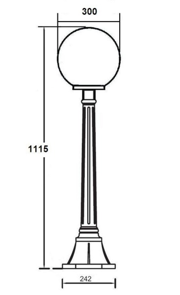 Ландшафтный столбик YAOHUA LUX, Черный с золотой патиной, Классика, 88207PG Gb