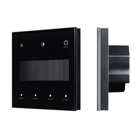 INTELLIGENT ARLIGHT Сенсорная панель SMART-DALI-301-11-1G-4SC-DIM-IN Black (BUS/24V, Touch, 2.4G) (IARL, IP20 Пластик, 5 лет)