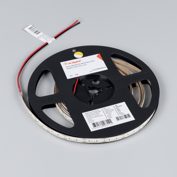 Лента MICROLED-M320-8mm 24V Day5000 (8 W/m, IP20, 2216, 5m) (Arlight, 130 лм/Вт) Лента MICROLED-M320-8mm 24V Day5000 (8 W/m, IP20, 2216, 5m) (Arlight, 130 лм/Вт)