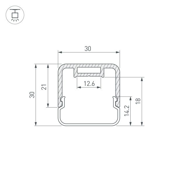 Профиль с экраном LINE-D-3030-2000 SQUARE BLACK+OPAL (Arlight, Алюминий)