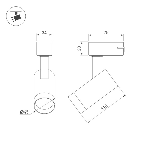Светильник LGD-SPOT-2TR-R45-7W Day4000 (BK, 24 deg, 230V) (Arlight, IP20 Металл, 3 года)
