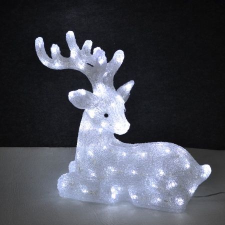 Фигура 3D "олень" светодиодная с адаптером и сетевым шнуром, H:38,5см. 64 LED белого цвета (D6017)