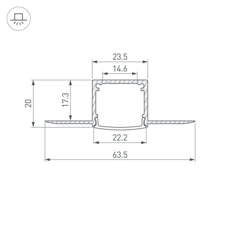Профиль FANTOM-W20-H20-2000 ANOD (Arlight, Алюминий) Профиль FANTOM-W20-H20-2000 ANOD (Arlight, Алюминий)