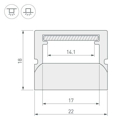 Профиль WPH-FLOOR22-2000 (Arlight, Пластик)