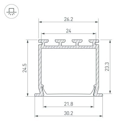 Профиль PLS-LOCK-H25-FS-3000 ANOD (Arlight, Алюминий)