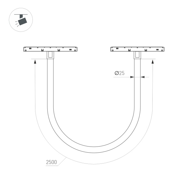 Светильник MAG-ORIENT-TUBE-ELASTIC-R25-L2500-35W Warm3000 (BK, 360 deg, 48V) (Arlight, IP20 Металл, 3 года)