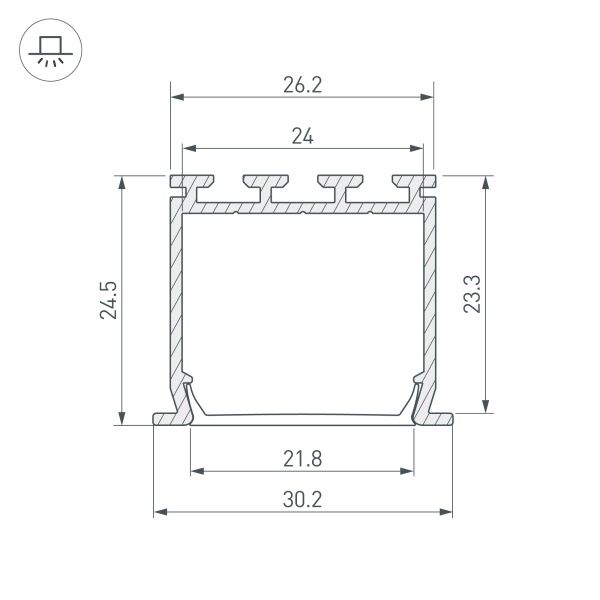 Профиль PLS-LOCK-H25-FS-3000 ANOD (Arlight, Алюминий)
