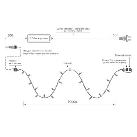Светодиодная гирлянда ARD-STRING-CLASSIC-10000-BLACK-100LED-MILK-SYNC RGB (230V, 6.5W) (Ardecoled, IP65)